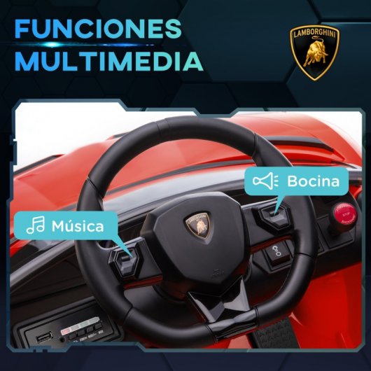 Homcom Coche Eléctrico Lamborghini Para Niños Con Mp3 Luces Rojo