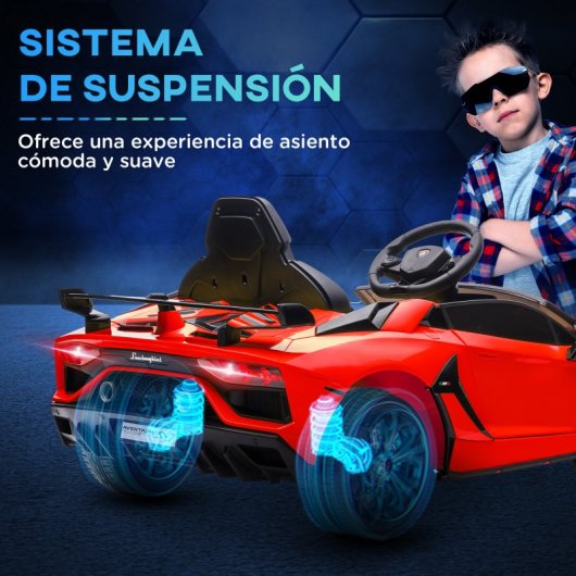 Homcom Coche Eléctrico Lamborghini Para Niños Con Mp3 Luces Rojo