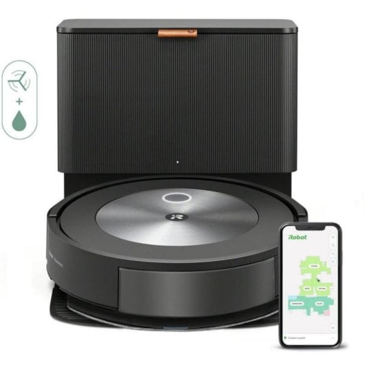 Aspirador Robô com Mopa iRobot Roomba j5+ Com Esvaziamento Automático Navegação IA