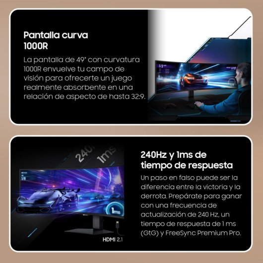 Monitor Samsung Odyssey G95C 49" Dual QHD 240Hz VA Curved FreeSync Premium Pro HDR1000 Hoogte verstelbaar