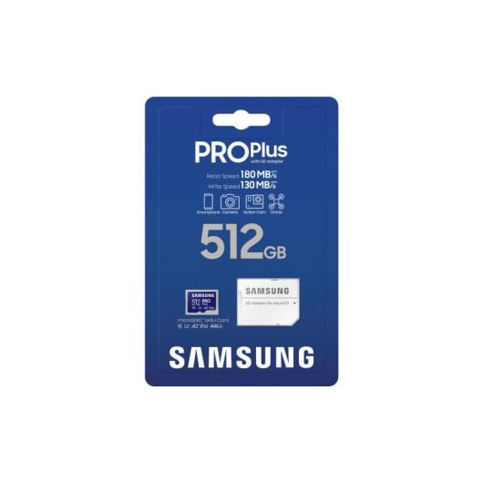 Samsung PRO Plus MicroSDXC 512GB UHS-I U3 A2 V30 Clase 10 con Adaptador SD