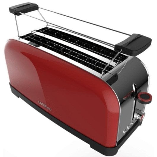 Cecotec Toastin' Time 1500 Red Tostadora 2 Rebanas Largas con Soporte para Panecillos 1500W Rojo