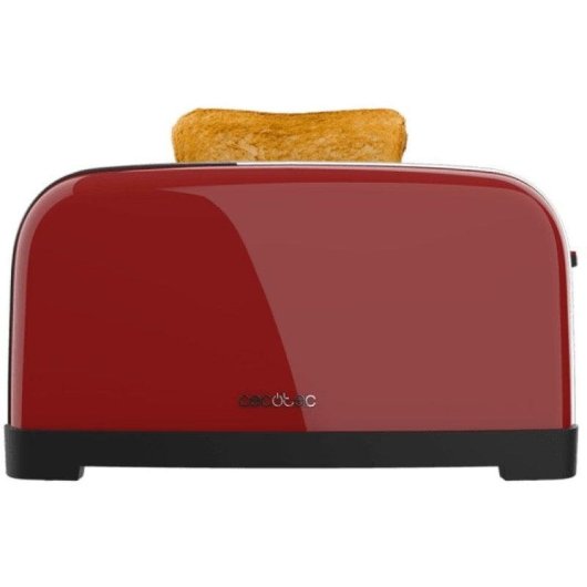 Cecotec Toastin' Time 1500 Red Tostadora 2 Rebanas Largas con Soporte para Panecillos 1500W Rojo