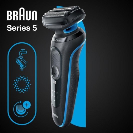 Rasoio Elettrico Viso Braun Series 5 51-B1000s Senza Filo 50min Funzionamento a Umido 3 Lame Ricarica Rapida
