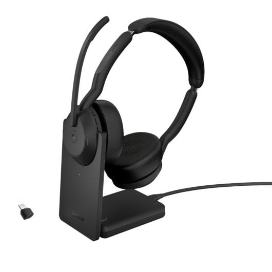 Jabra Evolve2 55 MS Bluetooth-Headset mit Ladestation für Büro/Callcenter, Schwarz