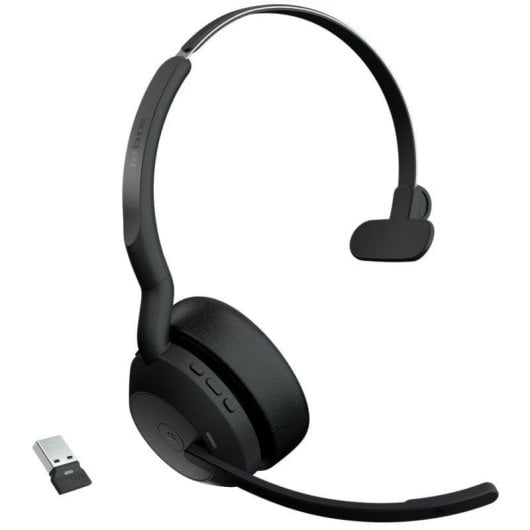 Auriculaires Jabra Evolve2 55 sans fil Bluetooth avec Réduction de Bruit, Microphone Boom, pour bureau et appels, noir
