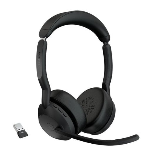 Auriculaires Jabra Evolve2 55 sans fil Bluetooth avec Réduction de Bruit, Microphone Boom, pour bureau et appels, noir