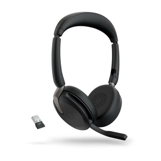 Jabra Evolve 2 65 Flex Bluetooth-Kopfhörer-Headset für Büro/Callcenter, Schwarz
