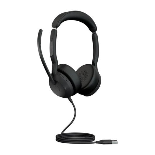 Casque Jabra Evolve2 50 avec câble USB-A, Bluetooth 5.2, ANC, usage bureau, noir