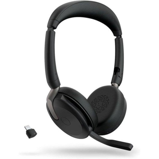 Auriculares Jabra Evolve2 65 Flex sem fios Bluetooth com Cancelamento de Ruído, microfone boom, dobrável, preto