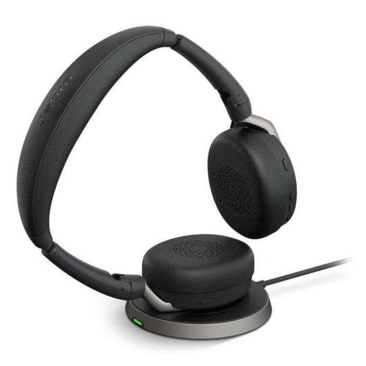Auriculares Jabra Evolve2 65 Flex sem fios Bluetooth com Cancelamento de Ruído, microfone boom, dobrável, preto