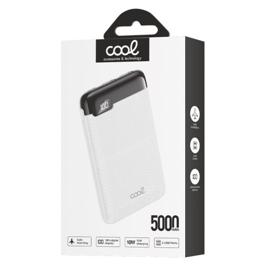 Cool Batería Externa Power Bank 5000 mAh Display 10W Blanca