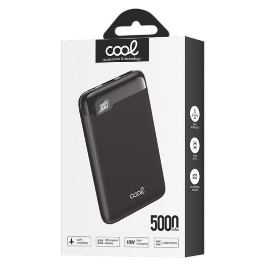 Cool Bateria Externa Power Bank 5000 mAh Display 10W Preta