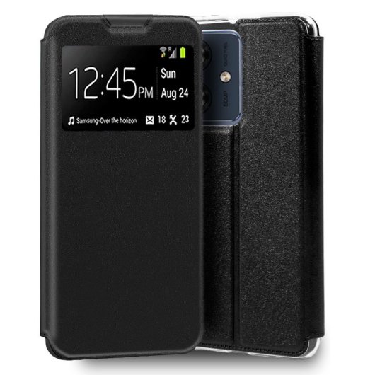 Cool Funda Flip Cover Liso Negro para Motorola Moto G54 5G