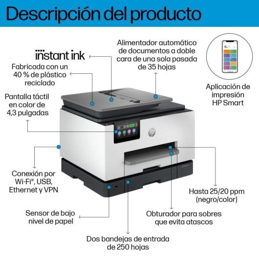 HP OfficeJet Pro 9132e Impresora Multifunción Color WiFi Dúplex Fax