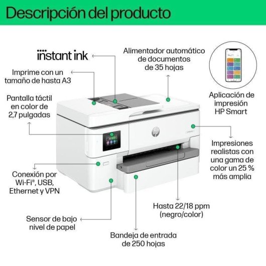 Multifonction HP OfficeJet Pro 9720e Jet d'encre Couleur WiFi Duplicata Instant Ink
