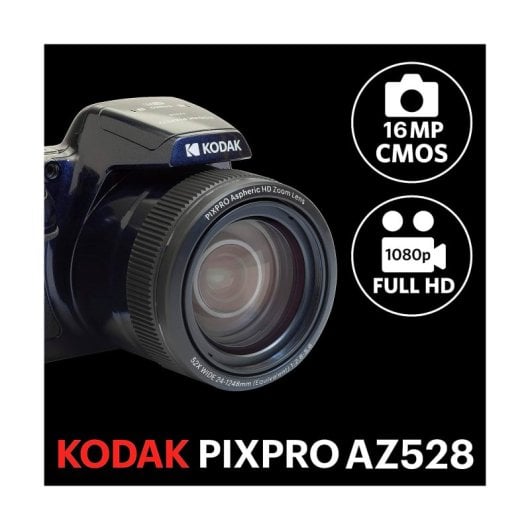 Kodak Pixpro AZ528 Mitternachtsblau 16MP 52-facher Zoom FHD