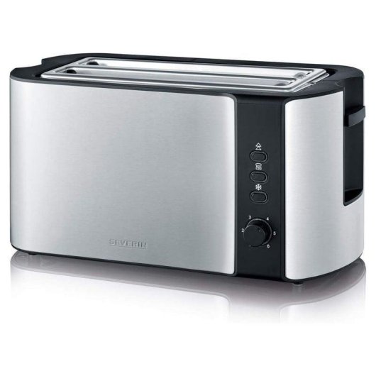 Severin AT 2590 broodrooster 2 lange sleuven 1400 W roestvrij staal zwart-zilver