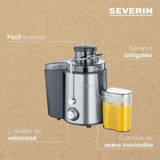 Severin ES 3566 Centrifugadora Profissional Silenciosa 400W Aço Inoxidável