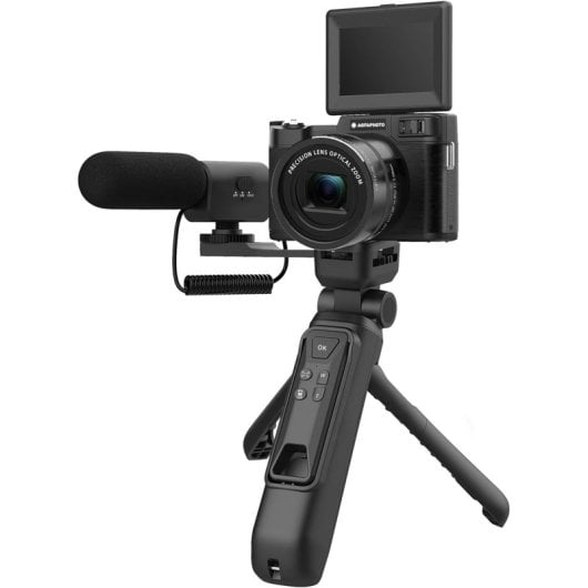 Agfa Photo Kit De Vlogging Cámara VLG-4K Optical/Trípode Powerbank/Control Remoto/Micrófono/Micro-SD 32GB