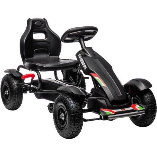 Homcom Go Kart a Pedales Para Niños De 5-12 Años Carga 50 Kg Negro
