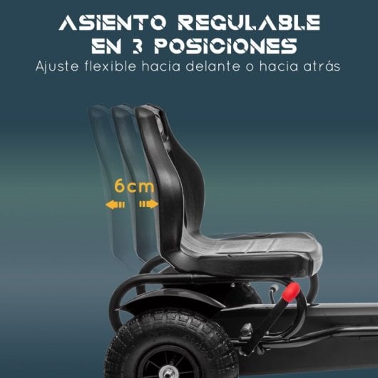 Homcom Go Kart a Pedales Para Niños De 5-12 Años Carga 50 Kg Negro