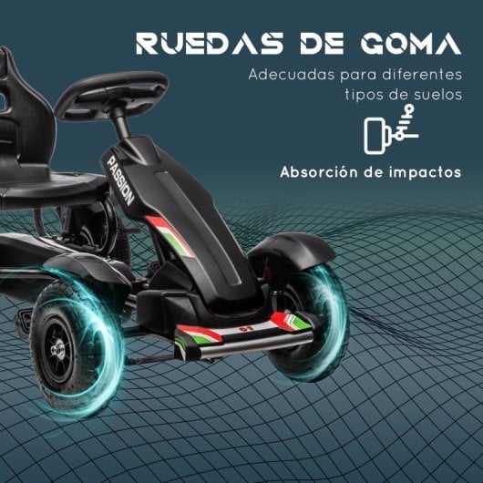 Homcom Go Kart a Pedales Para Niños De 5-12 Años Carga 50 Kg Negro
