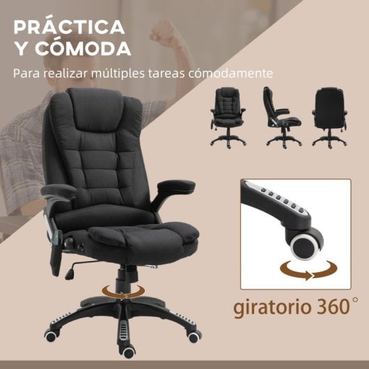 Vinsetto Silla De Masaje Reclinable Con 6 Puntos De Masaje 68x72x110-120cm Negro