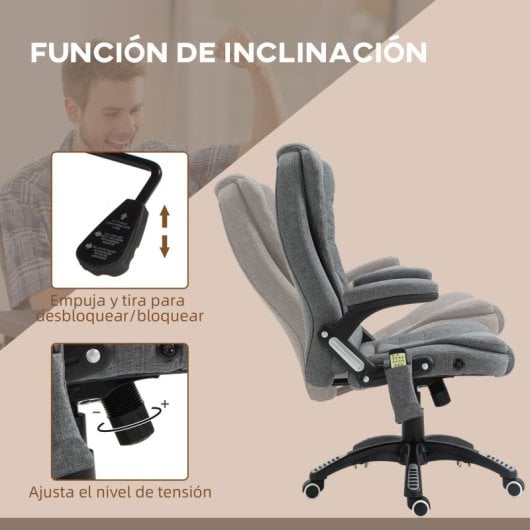 Vinsetto Silla De Masaje Reclinable Con 6 Puntos De Masaje 68x72x110-120 Cm Gris