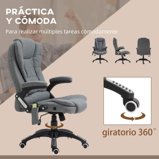 Vinsetto Silla De Masaje Reclinable Con 6 Puntos De Masaje 68x72x110-120 Cm Gris