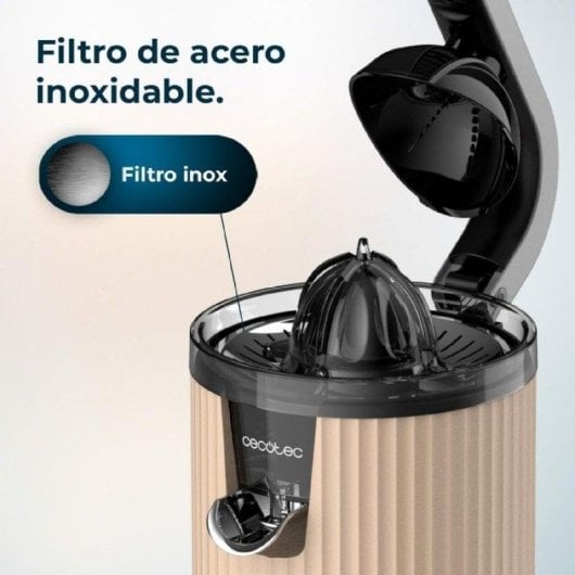 Exprimierer Cecotec Xqueeze Retrojuice 600W Edelstahlfilter Beige