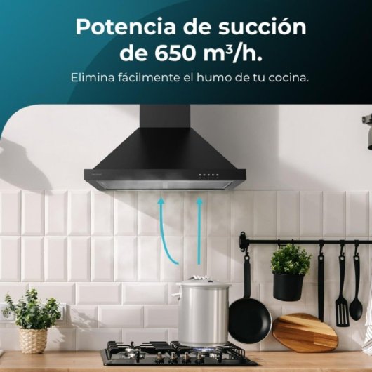 Cecotec Bolero Flux PM 606500 Campana Extractora 60cm A Negra
