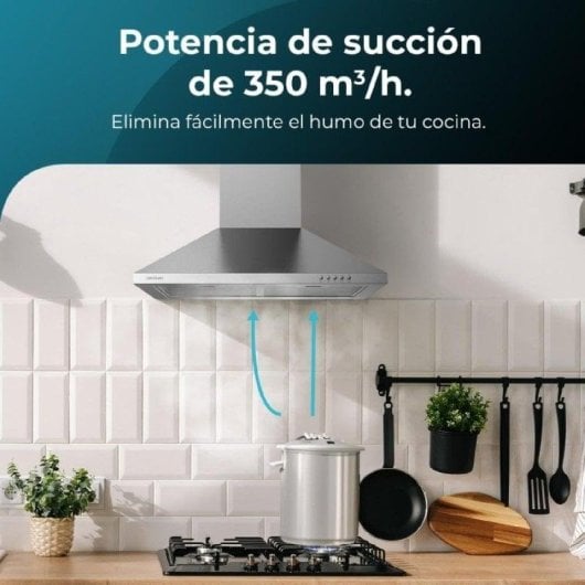 Campana extractora Cecotec Bolero Flux PM 603500 Recirculação 60cm inox filtros carbono