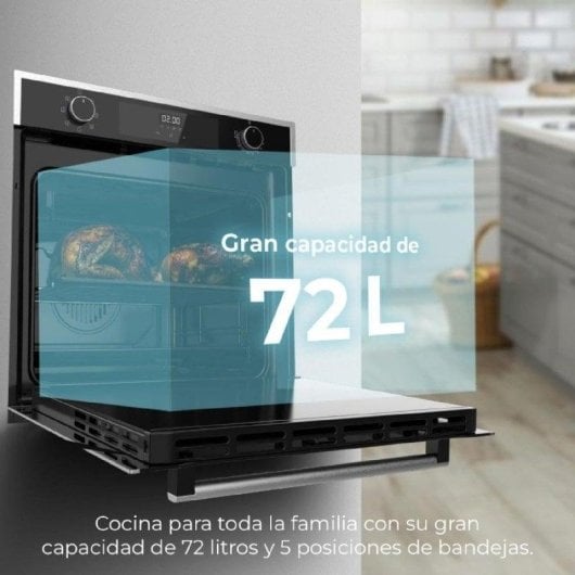 Horno eléctrico Cecotec Bolero Hexa M226000 Edge 72 L Negro Gris con función vapor y autolimpieza