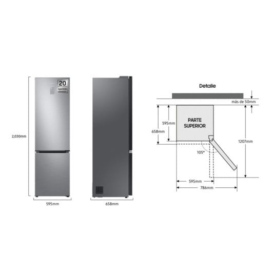 Samsung RB38C776CS9/EF Frigorífico Combi C Acero inoxidable