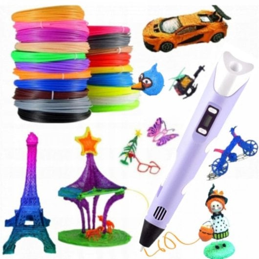 Arzopa Bolígrafo Inteligente 3D Pantalla Led 100m, 20 Colores Púrpura