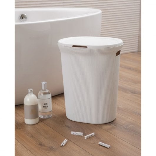 Tatay - Pongotodo Baobab 40 L Branco Pérgamo, Cesto para Roupas Sujas, Alta Qualidade e Resistência, Para Uso Interno e Externo, Aparência Discreta e Elegante.