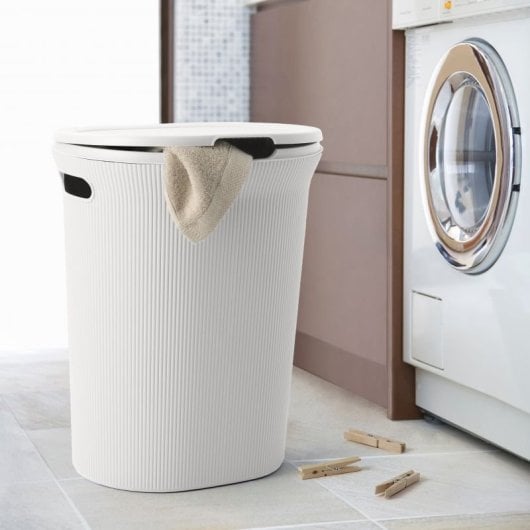 Tatay - Pongotodo Baobab 40 L Branco Pérgamo, Cesto para Roupas Sujas, Alta Qualidade e Resistência, Para Uso Interno e Externo, Aparência Discreta e Elegante.