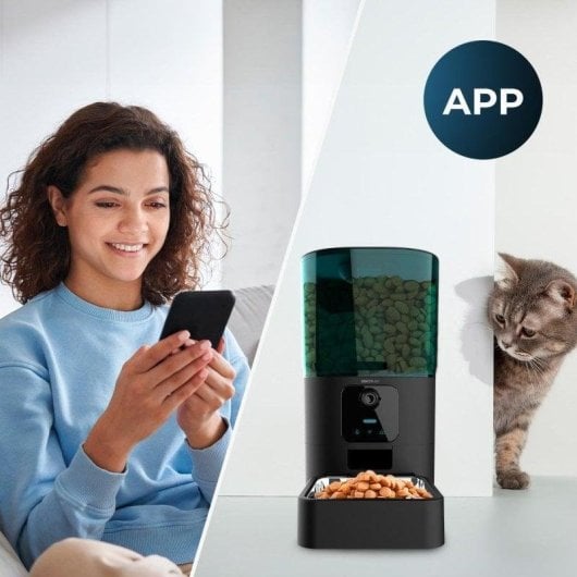 Cecotec Pumba 6000 Purrfect Meal Smart Vision Comedero Automático para Mascotas WiFi con Cámara