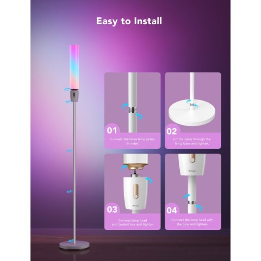 Candeeiro de pé cilíndrico Govee RGBICWW WiFi/Bluetooth