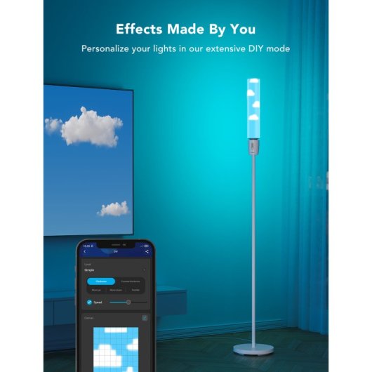Candeeiro de pé cilíndrico Govee RGBICWW WiFi/Bluetooth