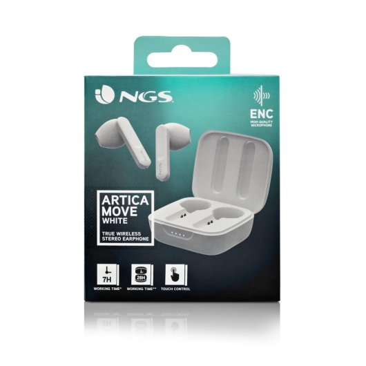 NGS Artica Move White Auriculares Inalámbricos con Estuche de Carga y Bluetooth 5.3 Blancos