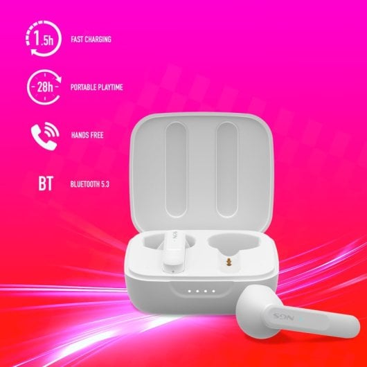NGS Artica Move White Auriculares Inalámbricos con Estuche de Carga y Bluetooth 5.3 Blancos