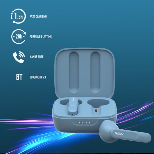 NGS ARTICA MOVE Casque Sans fil Ecouteurs Appels/Musique Bluetooth Bleu clair