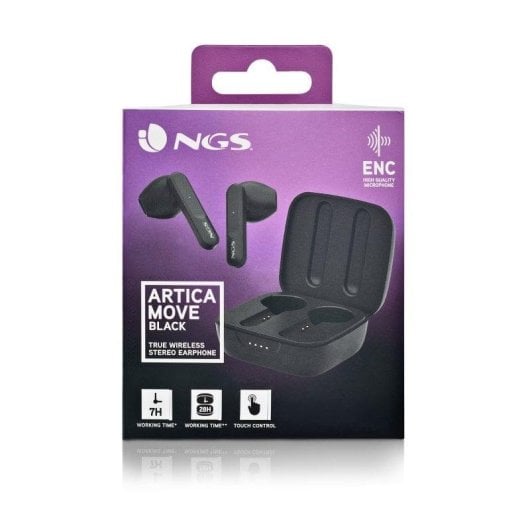 Auriculares NGS Artica Move inalámbricos Bluetooth 5.3 con micrófono y estuche negro