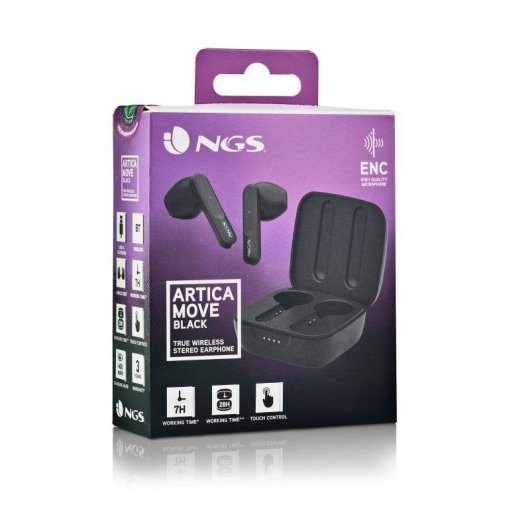 Auriculares NGS Artica Move inalámbricos Bluetooth 5.3 con micrófono y estuche negro