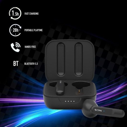 Auriculares NGS Artica Move inalámbricos Bluetooth 5.3 con micrófono y estuche negro