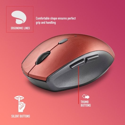 NGS BEE souris Droitier RF sans fil Optique 1600 DPI Rouge