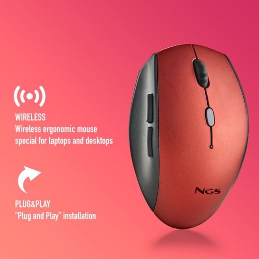 NGS BEE souris Droitier RF sans fil Optique 1600 DPI Rouge