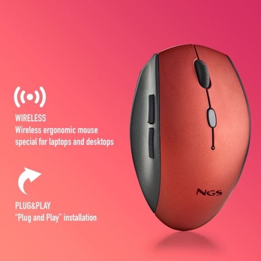 NGS BEE mouse Mano destra RF Wireless Ottico 1600 DPI Rosso